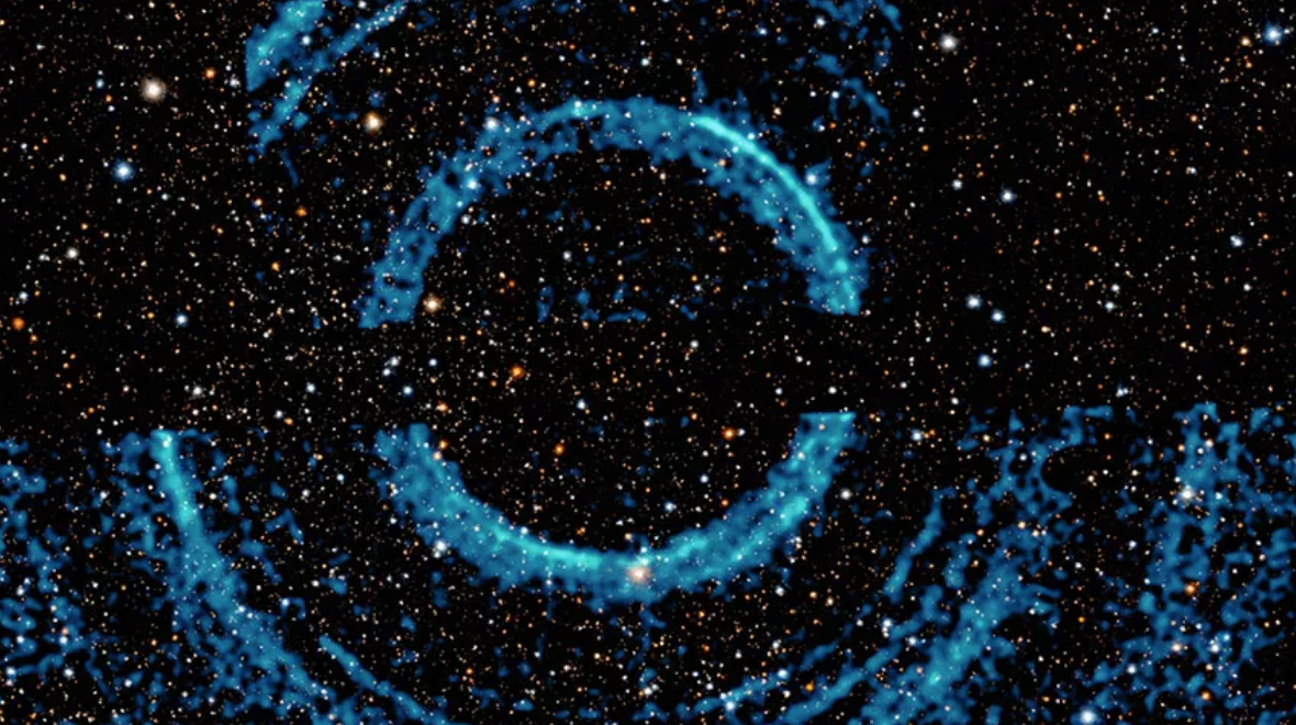 (1) Concentric ripples in galactic dust clouds triggered by a black-hole burst. (Image credit: NASA/CXC/U.Wisc-Madison/S. Heinz et al.; Optical/IR: Pan-STARRS) (1) Concentric ripples in galactic dust clouds triggered by a black-hole burst. (Image credit: NASA/CXC/U.Wisc-Madison/S. Heinz et al.; Optical/IR: Pan-STARRS)