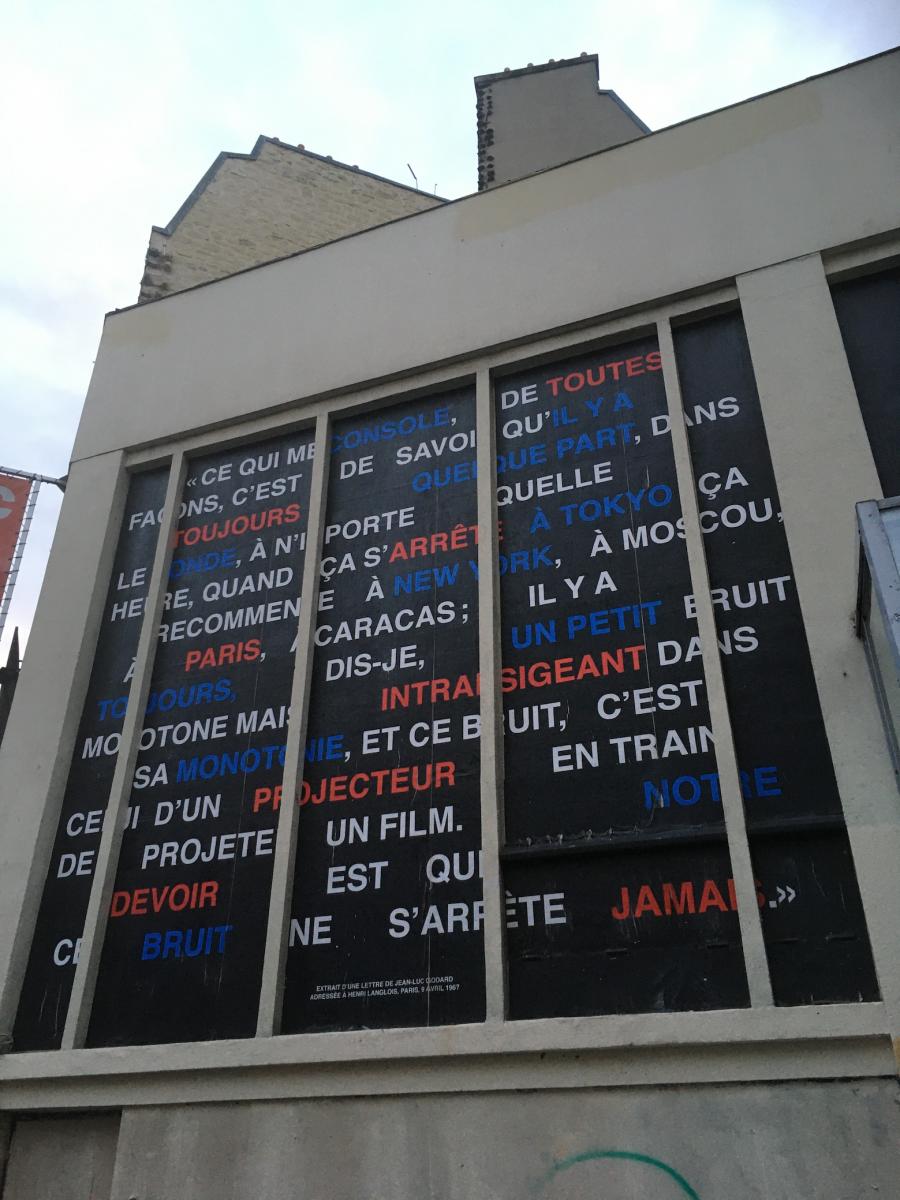 (9) La Clef, East facade, October 2020: quote by Jean-Luc Godard (9) La Clef, East facade, October 2020: quote by Jean-Luc Godard