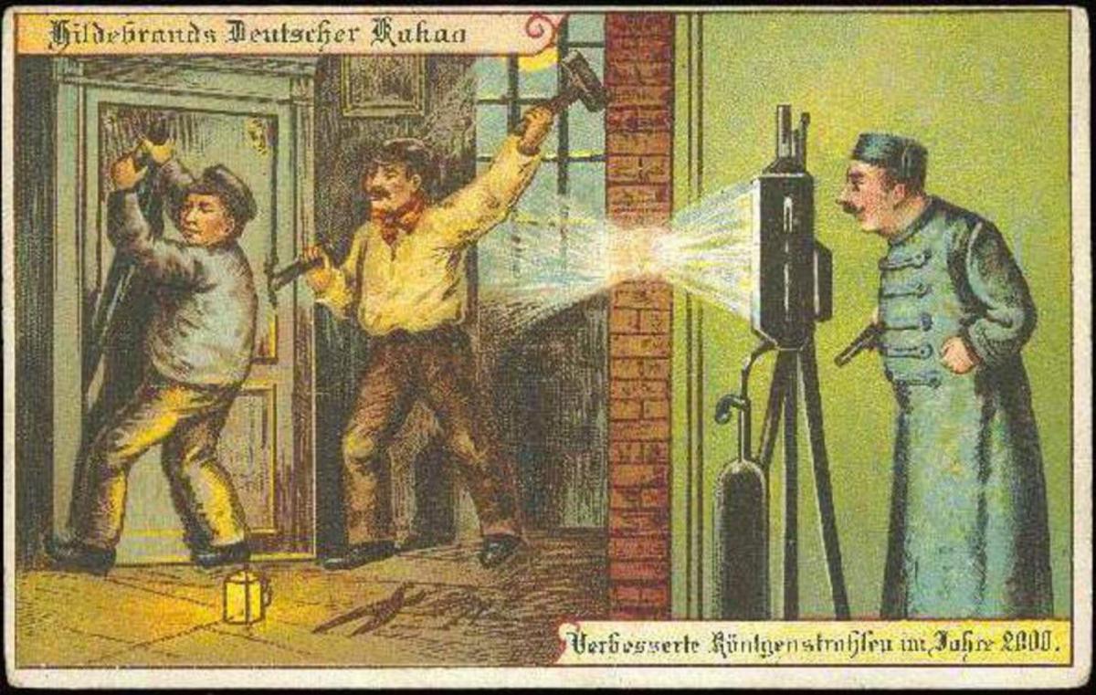 (17) Hilbrands Deutscher Kakao, Verbesserte Röntgenstrahlen im Jahre 2000 [Improved X-Rays in the Year 2000], 1900 