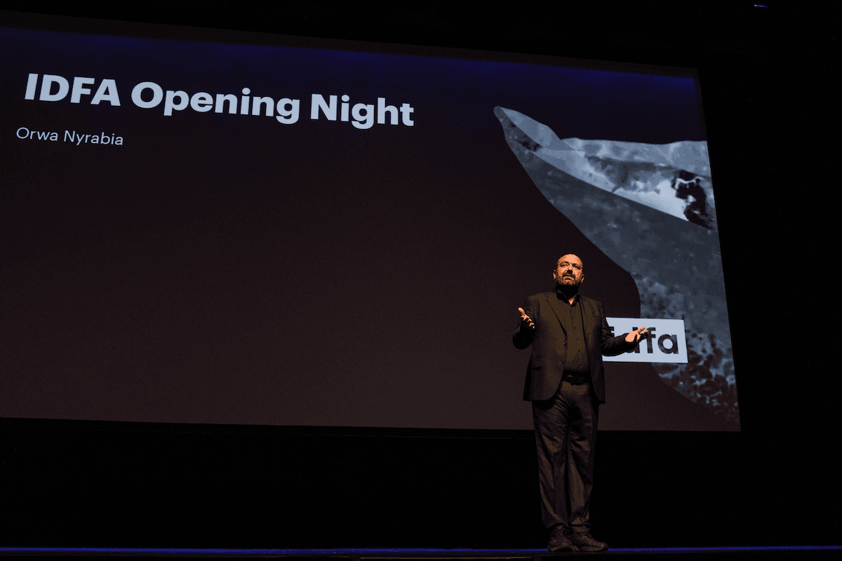 Artistic director Orwa Nyrabia during IDFA’s opening night